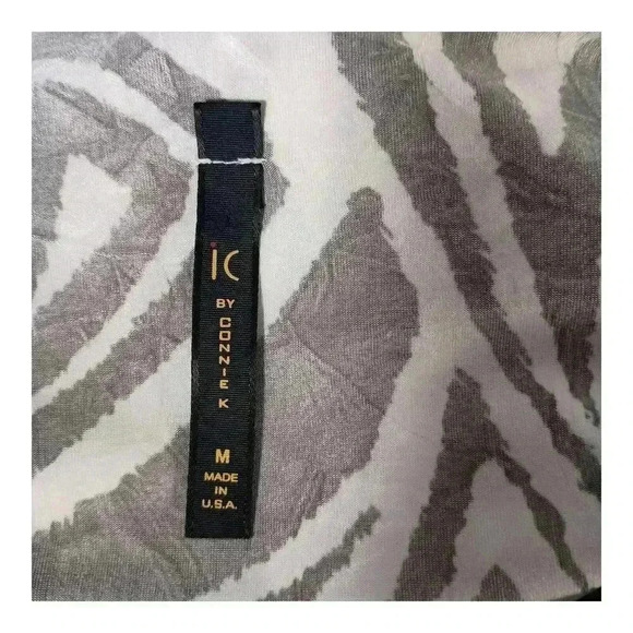 IC by Connie K Cold Shoulder Tunic Top Layered Brown White Women's Medium - Picture 4 of 5